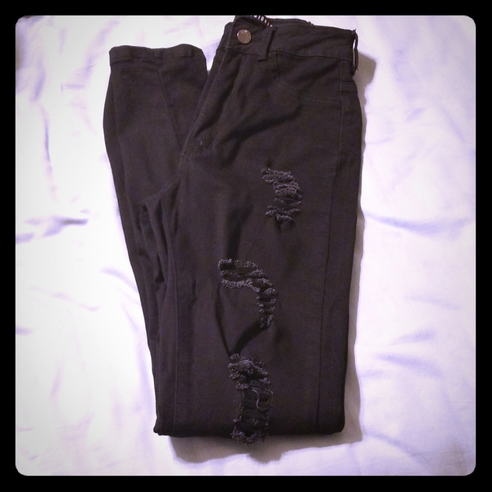 Fashion Nova Ripped Black Jeans